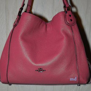Coach Edie 31 Turnlock Dark Pink Gunmetal Hardware Leather Bag